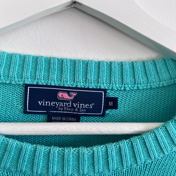 Vineyard Vines Sweater Mens M Aqua Mint Knit Pullover Crewneck Size M - Picture 4 of 6
